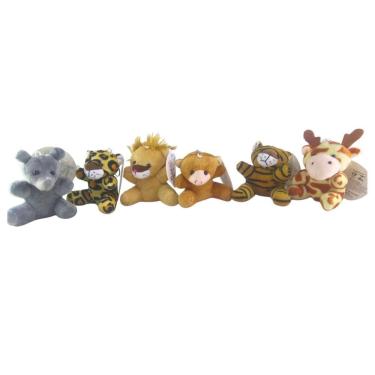 Imagem de Chaveiros Lembrancinha Bichos Pelúcia Safari Kit 6 Uni - 8cm