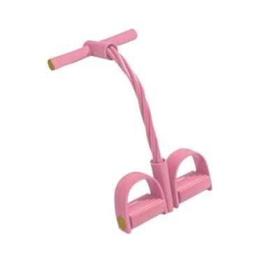 Imagem de YIJU Faixa de resistência para pedal, 4 tubos, corda de tensão multifuncional para perna, academia em casa, braço, Rosa