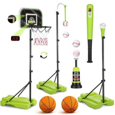 Imagem de Conjunto de cesta e bola de basquete ZACEAC 4 em 1 para crianças de 3 