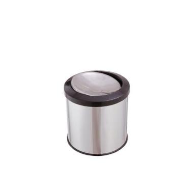 Imagem de Lixeira Inox Basculante 20 Litros Tampa Com Cor Flip Top - CCM, Preto