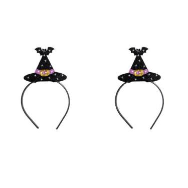 Imagem de Kit Com 2 Tiara Chapéu De Bruxa Halloween Festa Dia Das Bruxas - Piffe