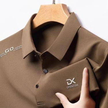 Imagem de Camisa Polo Masculina de Seda Gel - Luxo, Casual e Moderna para Verão,
