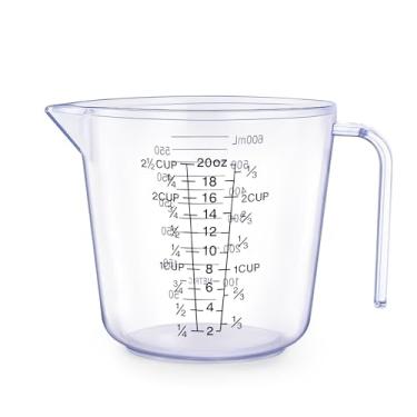 Imagem de Conjunto de copos de medição, copos medidores líquidos para cozinha de 600 ml - Conjunto de plástico sem BPA com bico múltiplas escalas de medição (transparente)