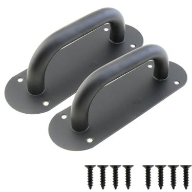 Imagem de MEETOOT Pacote com 2 placas de puxador de porta, puxador de porta de celeiro resistente de aço inoxidável para armário de cozinha de porta de celeiro deslizante, preto fosco (7,8 polegadas x 2,5