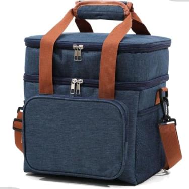 Imagem de Bolsa Termica Marmita Lancheira Grande Alça Ombro Trabalho Grande Feminina Masculina (AZUL)