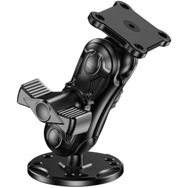 Imagem de VAZESWIN Suporte de esfera de liga de alumínio de 2,5 cm com placa quadrada de 4 furos AMPS padrão da indústria e base redonda, para Garmin GPS, Lowrance, Humminbird, Raymarine e mais, compatível com