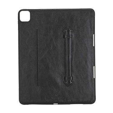 Imagem de Capa carteira de couro Venito Lecce compatível com iPad Pro 12,9 (4ª geração, 2020) - Carteira de tablet com alça flexível..., Rustic Black