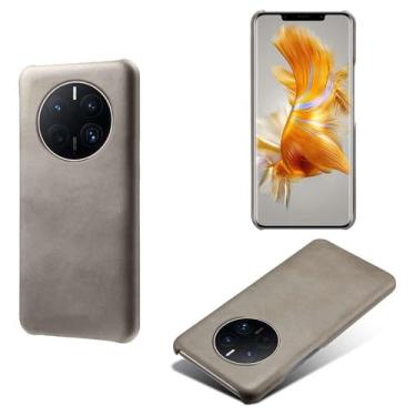 Imagem de Capa para Huawei Mate 50 PRO,Proteção contra quedas,Casca de volta de cor sólida simples,Design de couro de imitação de plástico-Gray