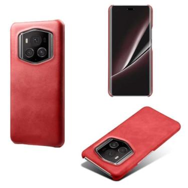 Imagem de Capa para Honor Magic 6 RSR,Proteção contra quedas,Casca de volta de cor sólida simples,Design de couro de imitação de plástico-Red