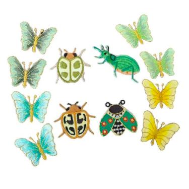 Imagem de Escorpião, morcego, aranha, joaninha, besouro, remendos de insetos, adesivos de tecido bordado/padrões decorativos DIY para capas de celular, várias decorações para a vida diária (verde)