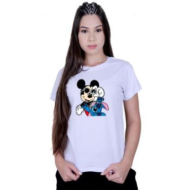 Imagem de Camiseta Baby Look Feminina Mickey Lilo Stitch Friends - Lafre, Branco