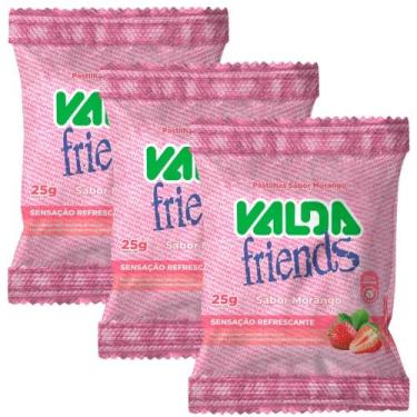 Imagem de Kit 3 Pastilhas Valda Friends Sabor Morango 25g