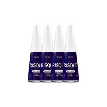 Imagem de Kit 4 Esmalte Risqué Nova Cor Cremoso Cor Caiu do Céu 8ml
