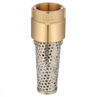 Imagem de (1 pacote) Válvula de pé de latão Asterbacks Conexão fêmea NPT de 2,5 cm com filtro de aço inoxidável, válvula inferior de meio de refluxo resistente para bomba de água, sistema de irrigação