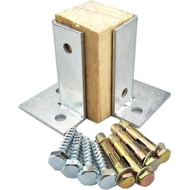 Imagem de Suportes De Poste De Madeira Ajustáveis, 1.5x1.5 2x2 2x4 4x4 6x6 7x7 Ih Base De Suporte De Corrimão De Caixa De Correio De Madeira, Base De Meia Coluna Resistente, 2pack, 7x7x10cm(2.7x2.7x4 in)