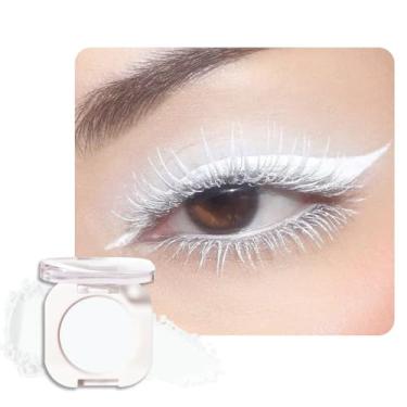 Imagem de HHLTOH Maquiagem de sombra única branca fosca, sombra em pó creme neutro para mulheres, paleta de sombras individuais fosca branca pigmentada à prova d'água, sombras para ojos, sombras monocromáticas