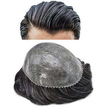 Imagem de Toupee for Men Hairpiece Men's Hair Replacement System Full Injetado PU Durável Skin Mens Toupee Peruca Masculina Prótese Completa Poli Pele Macia Peça de Cabelo Humano para Homens Preto Marrom Loiro
