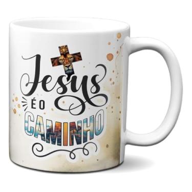 Imagem de Caneca Cristã Jesus O Caminho Frase Bíblia Xícara Religiosa (Branca)