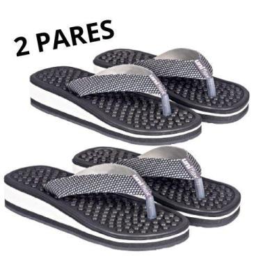 Imagem de Kit 2 Pares Chinelos Ortopédicos Massageador P/Esporão - Uniflex, Pret