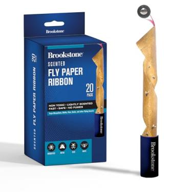 Imagem de Brookstone Pacote com 20 fitas para moscas – Armadilhas adesivas levemente perfumadas para uso interno/externo em cozinhas, garagens e despensas