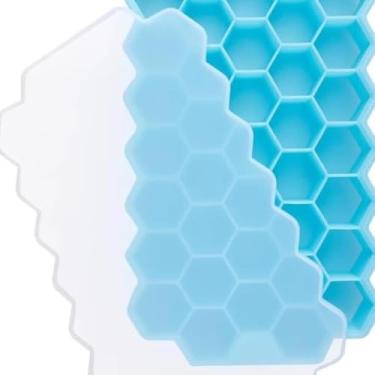 Imagem de Forma Gelo Silicone Colmeia Com Tampa 37 Cavidades Flexível.