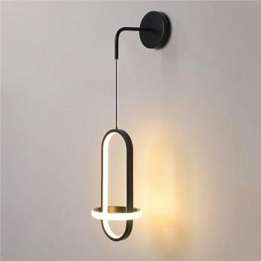 Imagem de WLHAZMWY Candeeiro de parede moderno oval linear luminária de alumínio arandela para sala de estar quarto corredor banheiro interno (tricolor escuro)