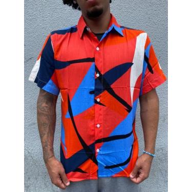 Imagem de Camisa de botão masculina  linhas Tamanho M - Blus 