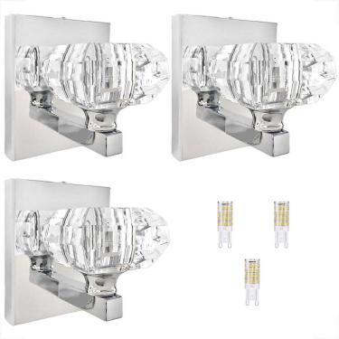 Imagem de Kit 3 Arandela Cristal Interna Prateado Cindy Sala Bet41 +