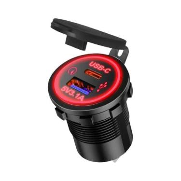 Imagem de Adaptador De Carregamento Rápido Dual USB-C Para Carro E Moto 12V Para