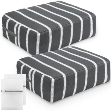 Imagem de Threehoney 2 pçs assento elevador banheira hidromassagem pesado spa banheira almofada booster com micro pontos secagem rápida antiderrapante fundo, 4d air mesh capa almofada inflável acessórios para