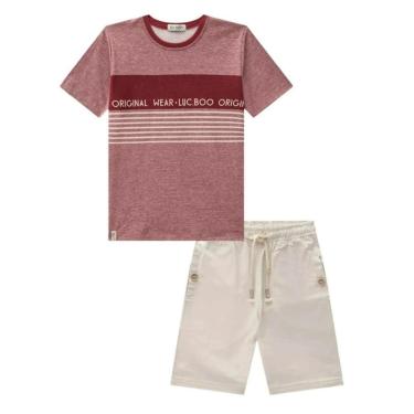 Imagem de Luc Boo Conjunto Camiseta Malha e Bermuda Sarja Caribe Vermelho-Masculino