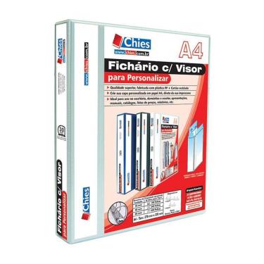 Imagem de Fichário revestido cristal A4 branco 30mm c/ 2 argolas Chies