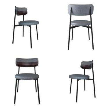 Imagem de Conjunto 4 Cadeiras de Jantar Kyta Tecido Mesclado Est.Preta - Metalig