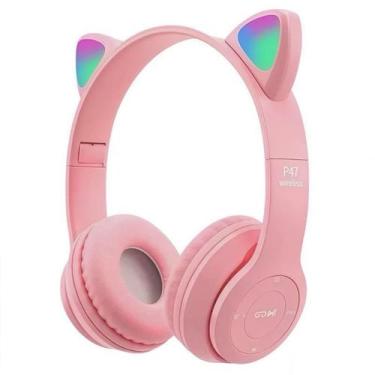 Imagem de Fone De Ouvido Gatinho Bluetooth Infantil Led - Fone Gatinho
