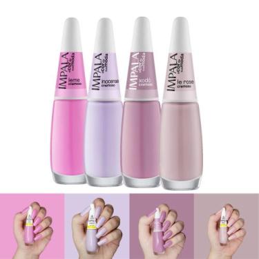 Imagem de Kit 12 Esmalte Impala Tons Pasteis Rosa e Verde Cremoso Esmaltes Ataca