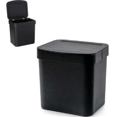 Imagem de Lixeira Cesto de Lixo de Pia Cozinha 4,7L Com Tampa Preta OU, Preto