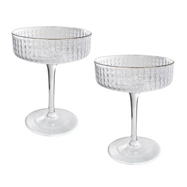 Imagem de Conjunto 02 Taças Coupe De Vidro Com Borda Dourada Linha Spike 200Ml