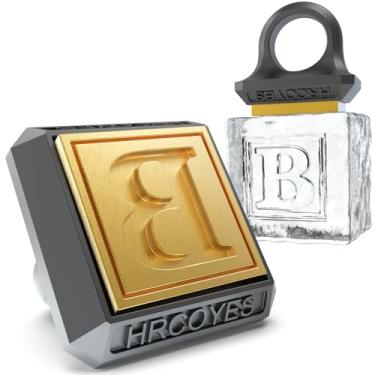 Imagem de Anel quadrado de carimbo de gelo – Prensa de cubo e esfera personalizada de latão de 3 mm, caixa de Natal de acrílico transparente pronta para presente, estampa personalizada para uísque e coquetéis