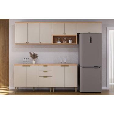 Imagem de Kit Cozinha Modulada 5 Peças Selene (3Aéreos+2Balcões) CP16 Jequitiba/Off White Fosco - Linea Brasil