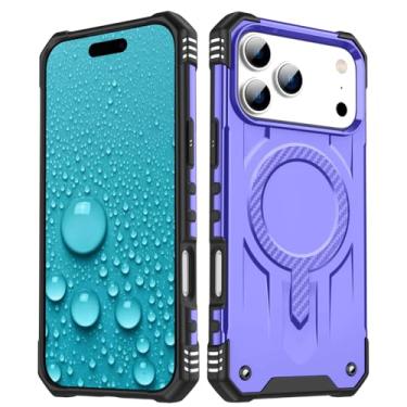 Imagem de FWYANZH Capa magnética para iPhone 17 Pro Max/17 Pro/Air/17, capa de proteção fina à prova de choque TPU e PC híbrida, roxa, 17 Pro