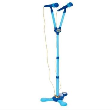 Imagem de Microfone Duplo e Pedestal, Canto, Criatividade e Diversão em Família, Cores Vibrantes e Design Ergonômico - Azul