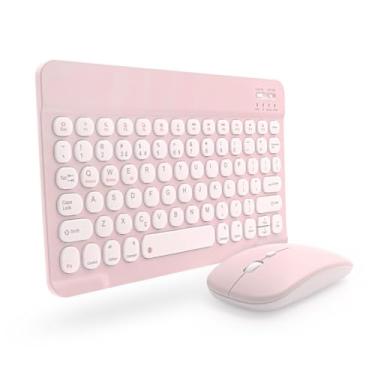 Imagem de Kit Teclado E Mouse Bluetooth Ultrafino Design Elegante Compacto Compatível Celular Tablet Pc Notebook Recarregável(Rosa)