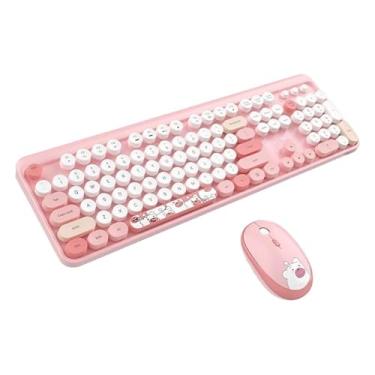 Imagem de Teclado e Mouse Sem Fio Kit 2.4G Wireless com Mousepad (Apenas 2.4G Rosa)