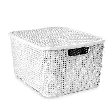 Imagem de Caixa Organizadora Rattan com Tampa 15 Litros Branco Arqplast