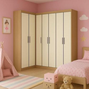 Imagem de Guarda-roupa Infantil 7 Portas Jasmim Cinamomo/ Off White - Maxel