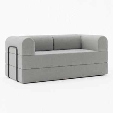Imagem de Sofá Cama de Espuma Modular Axel 180cm 03 Lugares com Apoio de Metal Linho Cinza - Abmaza