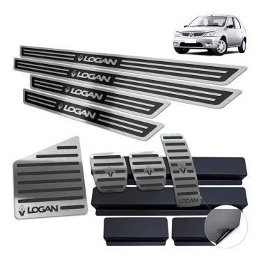 Imagem de Kit Soleira Pedaleira Descanso Logan 2007 A 2010 Preto AR