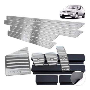 Imagem de Kit Soleira Pedaleira Descanso Logan 2007 A 2010 Prata BR