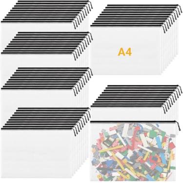 Imagem de Bolsa de malha com zíper, tamanho carta A4, pacote com 60 sacos de malha à prova d'água, bolsas com zíper para organizar material escolar de escritório, brinquedos, armazenamento de viagem de