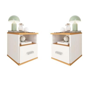 Imagem de Kit Mesas de Cabeceira Balli Suspensa Gaveta Oculta Secreta